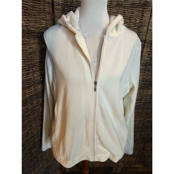 Jockey Tops - Jockey Sport Full Zip Cream Colored Hooded Jacket Size Large